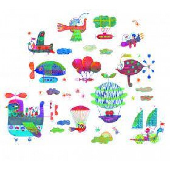 Abtibilduri Djeco pentru fereastra - Vehicule zburatoare