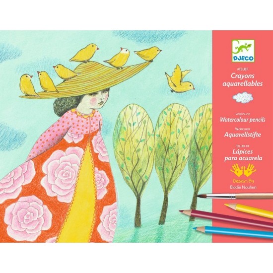 Atelier creioane acuarela Djeco Echappees belles
