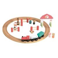 Set circuit tren din lemn cu figurine Egmont Toys