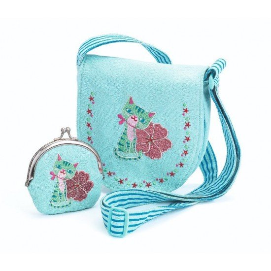 Geanta si portmoneu brodate Djeco Kitten