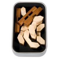 Joc logic IQ din lemn bambus in cutie metalica - 321