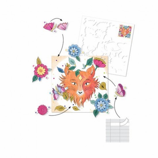 Planse de desenat cu surprize Djeco - Prieteni din padure