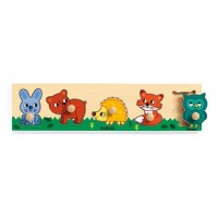 Puzzle lemn cu buton Padure 5 piese