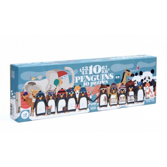 Puzzle progresiv 1,2,3..10 pinguini Londji