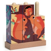 Puzzle vertical cu cuburi Djeco - Puzz-Up Forest
