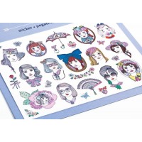 Set abtibilduri Djeco - Portrete cu sclipici