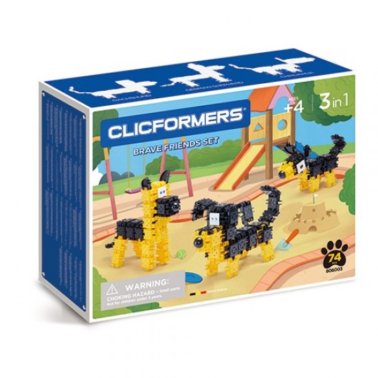 Set de construit Clicformers - Catei prietenosi 74 piese