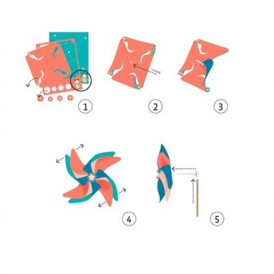 Set creativ Djeco -  Moristi de vant cu buline colorate