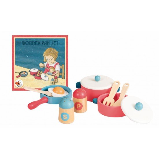 Set de joaca oale, tigaie si solnite din lemn Egmont