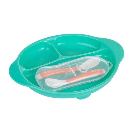 Bol cu ventuza si tacamuri Clevamama Verde