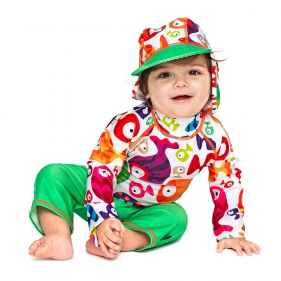 Costum de baie Funny Fish marime 86-92 protectie UV Swimpy