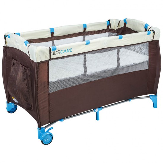 Patut pliabil cu etaj superior si masa de infasat Kidscare