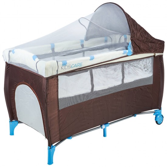 Patut pliabil cu etaj superior si masa de infasat Kidscare