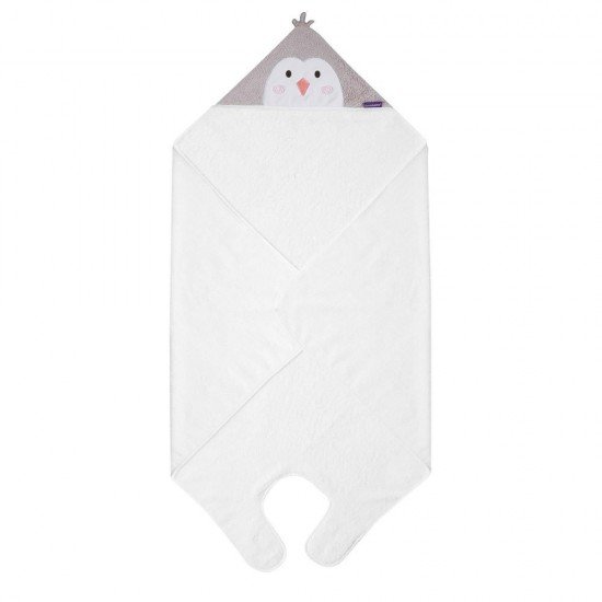 Prosop de baie pentru bebelus si mama Bamboo Penguin white Clevamama