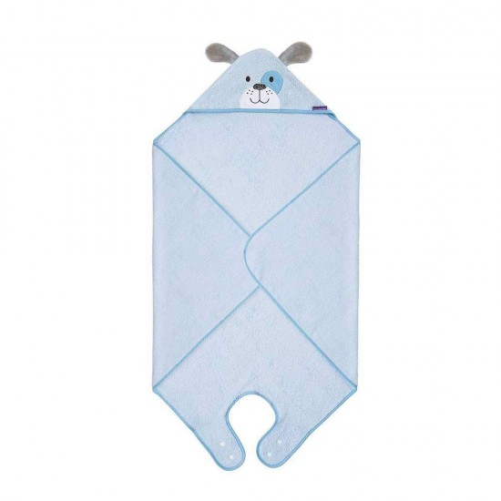 Prosop de baie pentru bebelus si mama Bamboo Puppy blue Clevamama