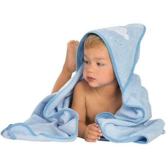 Prosop de baie pentru bebelus si mama blue Clevamama