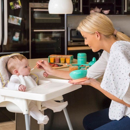 Set bol cu ventuza si tacamuri Clevamama Verde