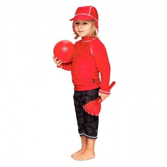 Tricou de baie Fish Red marime 110-116 protectie UV Swimpy