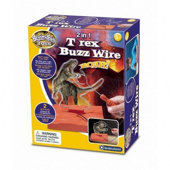 Jucarie educativa 2 in 1 T Rex Buzz Wire Brainstorm Toys E2049