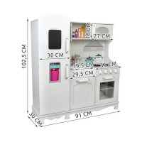 Bucatarie copii completa din lemn, chiuveta, aragaz, frigider, rafturi, 91x102.5x30 cm Iso Trade MY17320