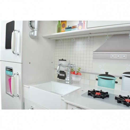 Bucatarie copii completa din lemn, chiuveta, aragaz, frigider, rafturi, 91x102.5x30 cm Iso Trade MY17320