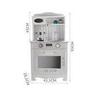 Bucatarie copii completa din lemn ecologic,  93 cm, chiuveta, plita, cuptor, lampa LED si accesorii incluse Kruzzel MY17244