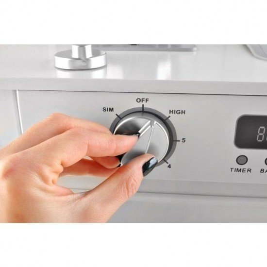 Bucatarie copii completa din lemn ecologic,  93 cm, chiuveta, plita, cuptor, lampa LED si accesorii incluse Kruzzel MY17244