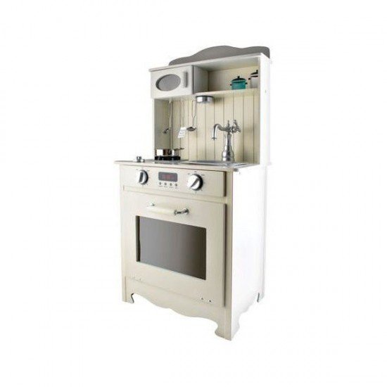 Bucatarie copii completa din lemn ecologic,  93 cm, chiuveta, plita, cuptor, lampa LED si accesorii incluse Kruzzel MY17244