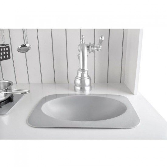 Bucatarie copii completa din lemn ecologic,  93 cm, chiuveta, plita, cuptor, lampa LED si accesorii incluse Kruzzel MY17244