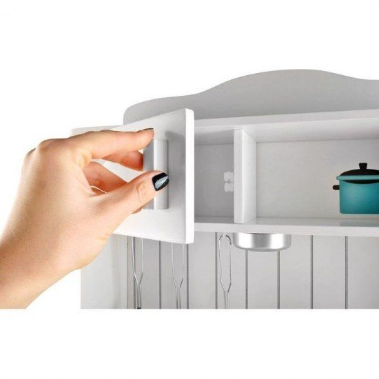 Bucatarie copii completa din lemn ecologic,  93 cm, chiuveta, plita, cuptor, lampa LED si accesorii incluse Kruzzel MY17244