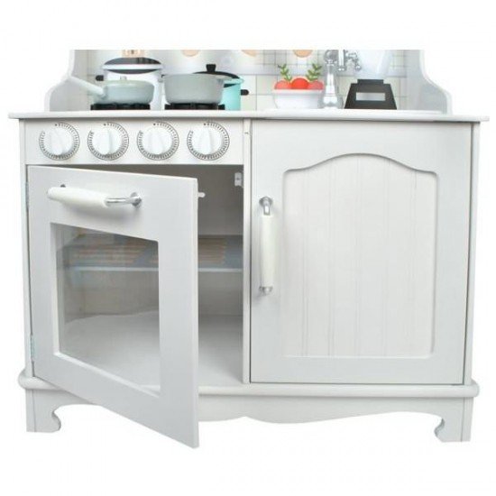 Bucatarie copii din lemn, chiuveta, aragaz, rafturi, 66x97.5x30 cm Iso Trade MY17321