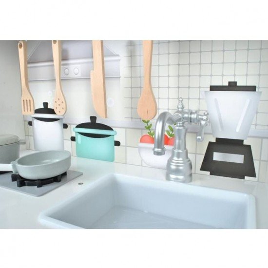 Bucatarie copii din lemn, chiuveta, aragaz, rafturi, 66x97.5x30 cm Iso Trade MY17321