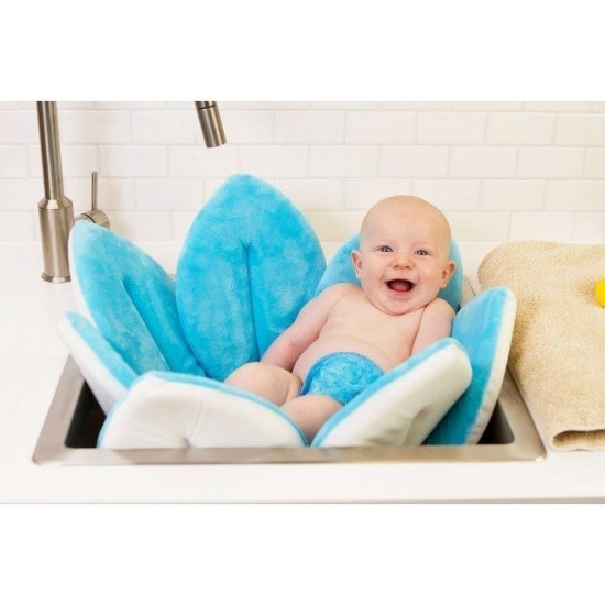 Cadita de plus si salteluta de joaca BloomingBath Albastru