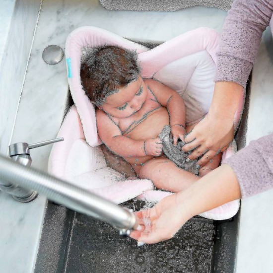 Cadita de plus si salteluta de joaca Lotus BloomingBath Roz Deschis/Alb/Gri