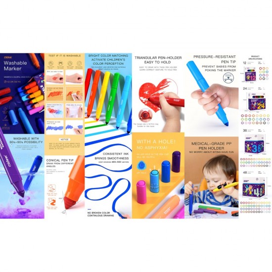 Carioci lavabile 36 culori Mideer MD4071