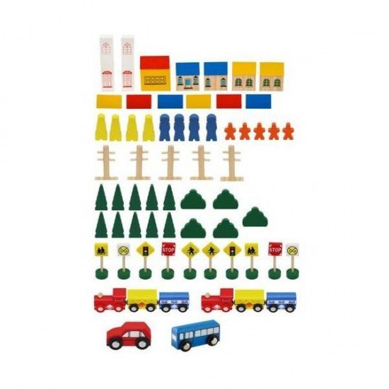 Circuit trenulet din lemn 100 piese Iso Trade