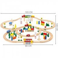 Circuit trenulet din lemn 100 piese Iso Trade