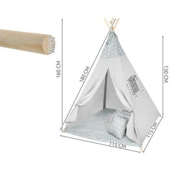 Cort copii XXL Teepee cu 3 perne Iso Trade MY17243