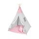 Cort copii XXL Teepee, cu covoras si 3 perne Roz/Gri Stelute Iso Trade MY17243