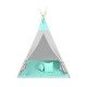 Cort copii XXL Teepee, cu covoras si 3 perne Verde/Gri Stelute Iso Trade MY17243