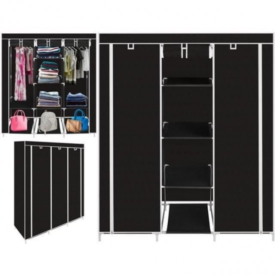 Dulap textil 8 rafturi inchidere fermoar suport umerase cadru otel Iso Trade MY0005