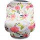 Husa multifunctionala 4 in 1 - Esarfa alaptare, husa pentru cosulet auto, cos cumparaturi si scaun de masa Alb/Roz/Flowers