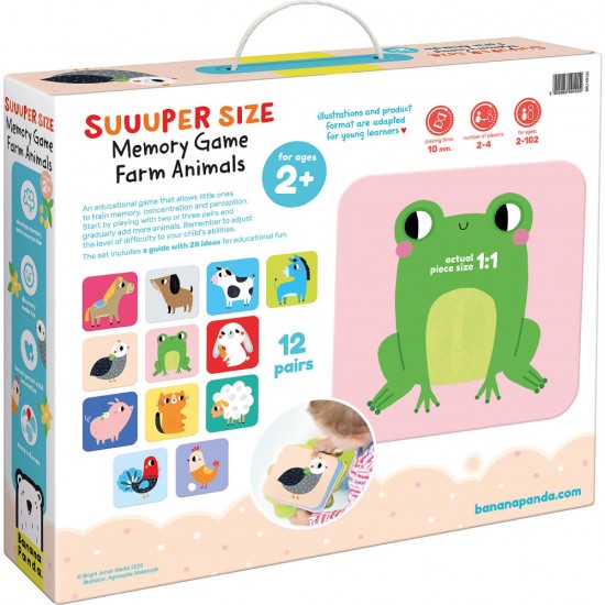 Joc de memorie Suuuper Mare Animale Domestice 24 piese 16x16cm Banana Panda