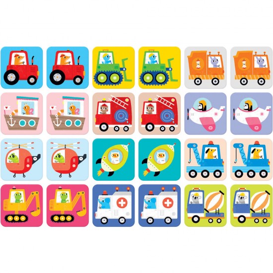 Joc de memorie Suuuper Mare Vehicule 24 piese 16x16cm Banana Panda
