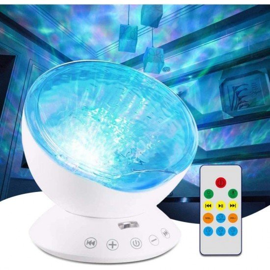 Lampa de veghe cu proiector si sunete Ocean Wave Bambinice