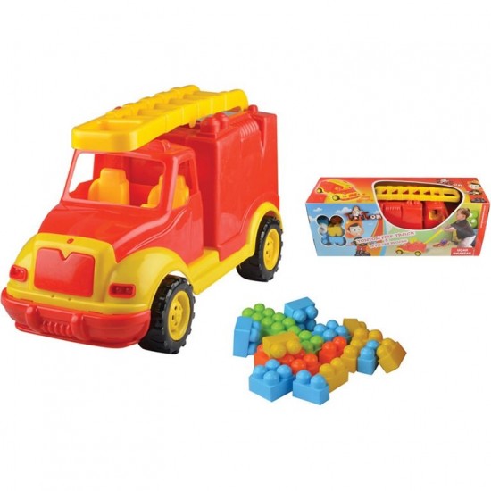 Masina pompieri 43 cm cu 38 piese constructie Ucar Toys UC85