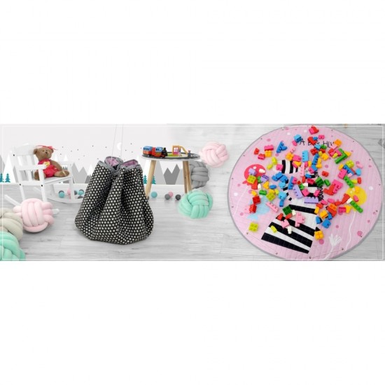 Organizator jucarii si covor joaca 2 in 1 cu diametrul de 150 cm Tutumi TT33558