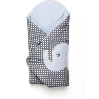 Paturica de infasat multifunctionala cu broderie Elefant Womar Zaffiro Gri AN-BWZF-05EL