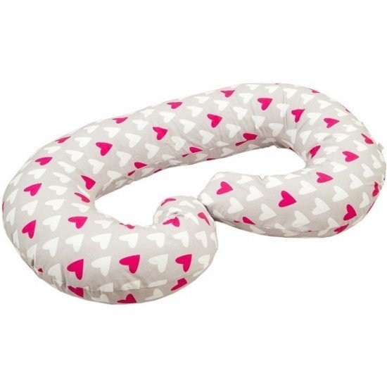 Perna pentru gravide si alaptat tip C 250 cm Infantilo Inimioare roz