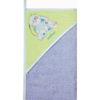 Prosop de baie cu gluga imprimeu velur 80 x 80 cm Womar Zaffiro Albastru/Verde